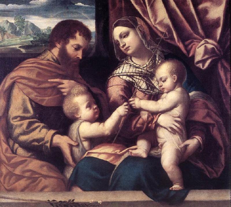 MORETTO da Brescia Holy Family su oil painting image